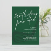 Green Minimalist Men Golf Birthday Par-Tee Einladung (Stehend Vorderseite)