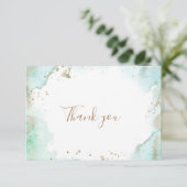 Green Minimalistisch Baby Dusche Dankeskarte (Stehend Vorderseite)