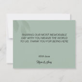 Green Minimalistisch bohemian Danke Hochzeit (Rückseite)