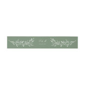 Green Minimalistisch Boho Botanic Script Monogram Einladungsbanderole (Flach)