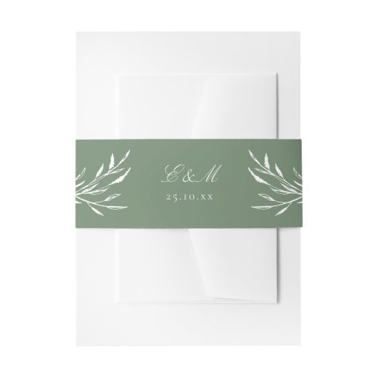 Green Minimalistisch Boho Botanic Script Monogram Einladungsbanderole (Vorderseite Beispiel)