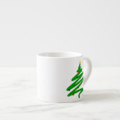 Green Minimalistisch Christmas Tree Doodle Espressotasse (Vorderseite Rechts)