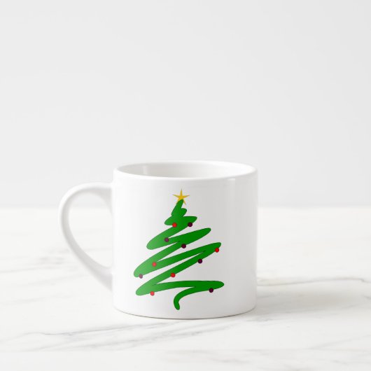 Green Minimalistisch Christmas Tree Doodle Espressotasse (Links)