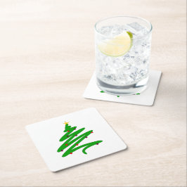 Green Minimalistisch Christmas Tree Doodle Rechteckiger Pappuntersetzer