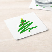 Green Minimalistisch Christmas Tree Doodle Rechteckiger Pappuntersetzer (angewinkelt)