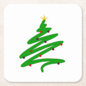 Green Minimalistisch Christmas Tree Doodle Rechteckiger Pappuntersetzer (Vorderseite)