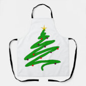 Green Minimalistisch Christmas Tree Doodle Schürze (Vorderseite)