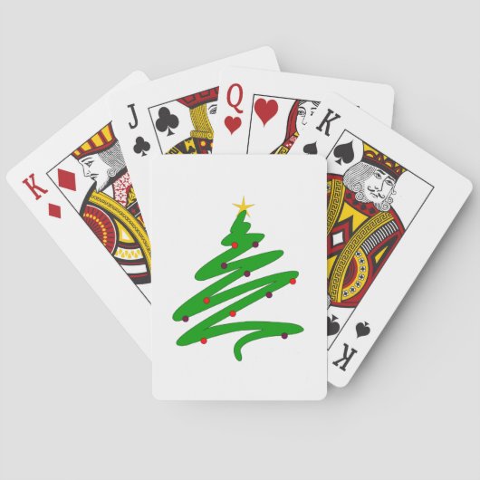 Green Minimalistisch Christmas Tree Doodle Spielkarten (Rückseite)