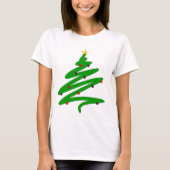 Green Minimalistisch Christmas Tree Doodle T-Shirt (Vorderseite)