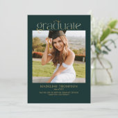 Green Minimalistisch Classy Foto Collage Abschluss Einladung (Stehend Vorderseite)