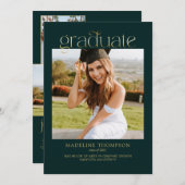 Green Minimalistisch Classy Foto Collage Abschluss Einladung (Vorne/Hinten)