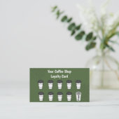 Green Minimalistisch Coffee Loyalty Card Treuekarte (Stehend Vorderseite)