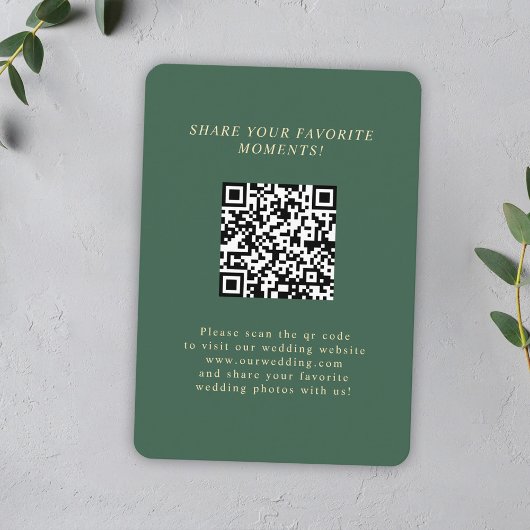 Green Minimalistisch Elegant QR Code Hochzeiten Fo Begleitkarte