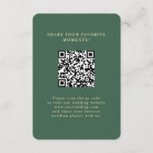 Green Minimalistisch Elegant QR Code Hochzeiten Fo Begleitkarte (Vorderseite)
