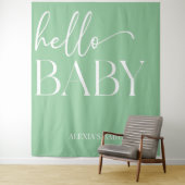 Green Minimalistisch Hello Baby Babydusche Wandteppich (Beispiel)