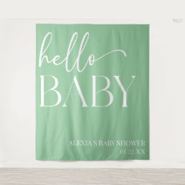 Green Minimalistisch Hello Baby Babydusche Wandteppich