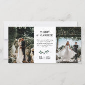 Green Minimalistisch Mistletoe Frohe Verheiratete Dankeskarte (Vorderseite)