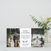 Green Minimalistisch Mistletoe Frohe Verheiratete Dankeskarte (Stehend Vorderseite)