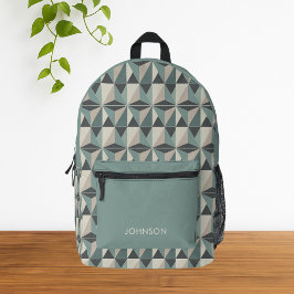 Green Minimalistisch Modern Geometric Pattern Bedruckter Rucksack
