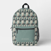 Green Minimalistisch Modern Geometric Pattern Bedruckter Rucksack (Vorderseite)