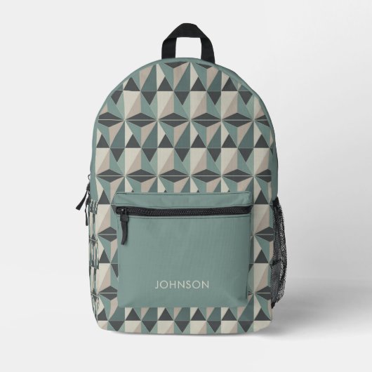 Green Minimalistisch Modern Geometric Pattern Bedruckter Rucksack (Vorderseite)