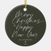 Green Minimalistisch Modern Script Frohe Weihnacht Keramik Ornament (Vorne)