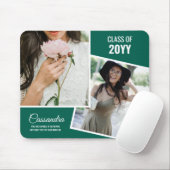 Green Minimalistisch Two Foto Graduate Abschluss Mousepad (Mit Mouse)