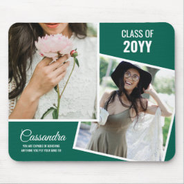 Green Minimalistisch Two Foto Graduate Abschluss Mousepad