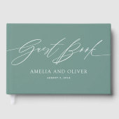 Green Minimalistisch Wedding Guest Book Gästebuch (Vorderseite)
