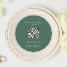 Green Minimalistisch Wedding QR Code Umschließungs Einladung