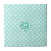 Green Mint Daisies Mit Monogramm Fliese (Vorderseite)