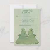 Green Mint Rustic Lesbian Wedding RSVP (Vorderseite)