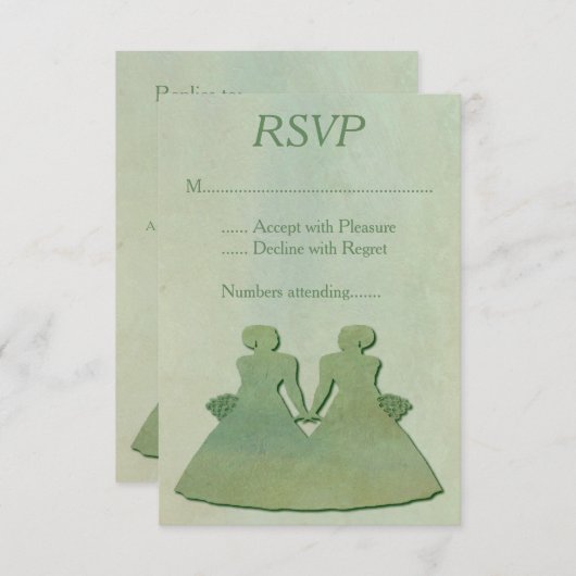 Green Mint Rustic Lesbian Wedding RSVP (Vorne/Hinten)