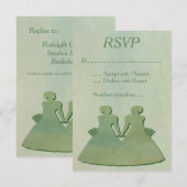 Green Mint Rustic Lesbian Wedding RSVP Karte (Vorne/Hinten)
