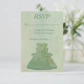 Green Mint Rustic Lesbian Wedding RSVP Karte (Stehend Vorderseite)