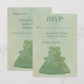 Green Mint Rustic Lesbian Wedding RSVP Karte (Vorne/Hinten)