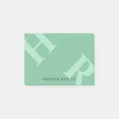 Green & Mint Tilted Initials & Name Post-it Klebezettel (Vorderseite)