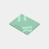 Green & Mint Tilted Initials & Name Post-it Klebezettel (angewinkelt)