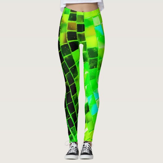 Green Mirroc Disco Ball Leggings (Vorderseite)