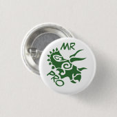 Green Mister Pro Triceratops Geschickte Antike Button (Vorne & Hinten)
