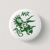 Green Mister Pro Triceratops Geschickte Antike Button (Vorderseite)