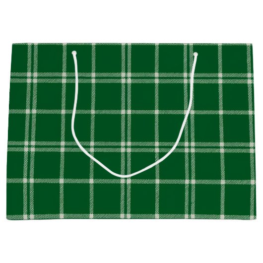 Green Mistletoe Plaid Große Geschenktüte (Vorderseite)