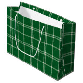 Green Mistletoe Plaid Große Geschenktüte (Vorderseite Schrägansicht)