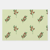 Green Mistletoe Red Berries and Red Candy Canes Geschenkpapier Set (Vorderseite)