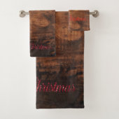 Green Mistletoe, String Lights, Weihnachten Badhandtuch Set (Insitu)