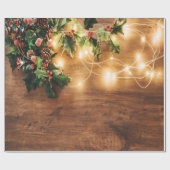 Green Mistletoe, String Lights, Weihnachten Geschenkpapier (Flach)