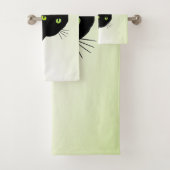 Green Mit Augen Black Cat Badhandtuch Set (Insitu)