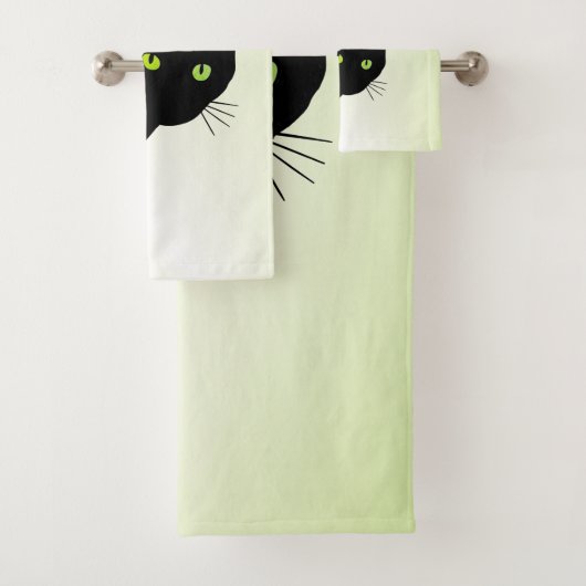 Green Mit Augen Black Cat Badhandtuch Set (Insitu)