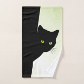 Green Mit Augen Black Cat Badhandtuch Set (Handtuch)