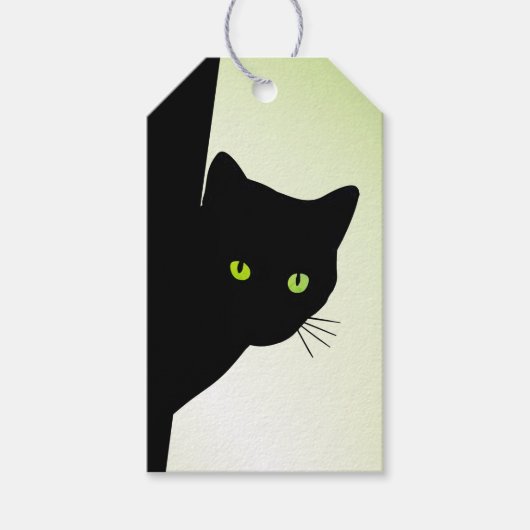 Green Mit Augen Black Cat Geschenkanhänger (Vorderseite)